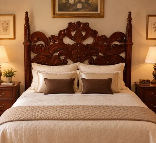 Cama de casal clássica (madeira de verdade)