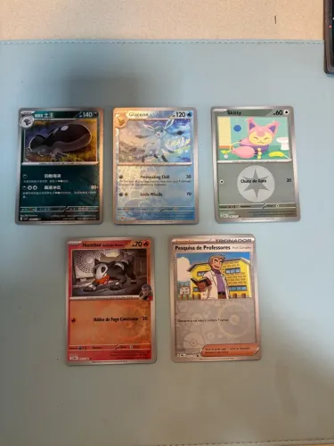 Kit 5 cartas Pokémon - energy holo, pokeball foil e masterball foil