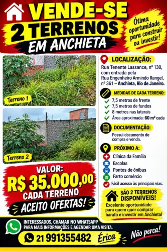 VENDO 2 TERRENOS EM ANCHIETA
