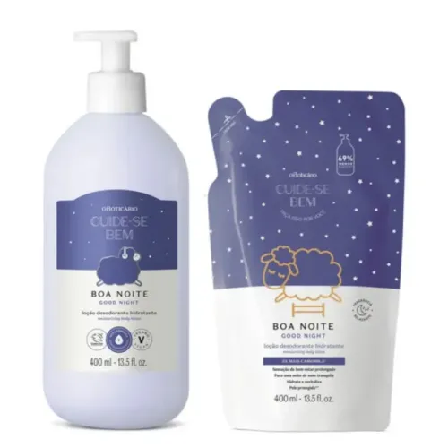 Combo Refil e Hidratante Cuide-se Bem Boa Noite 350ml e 400ml