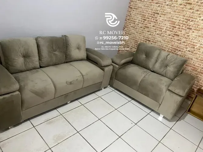Sofá 2 e 3 pessoas Suede macio D33 Braço Fofão Confortável Direto da Fábrica
