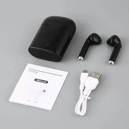 fone sem fio i7s tws bluetooth 5.0 com microfone preto
