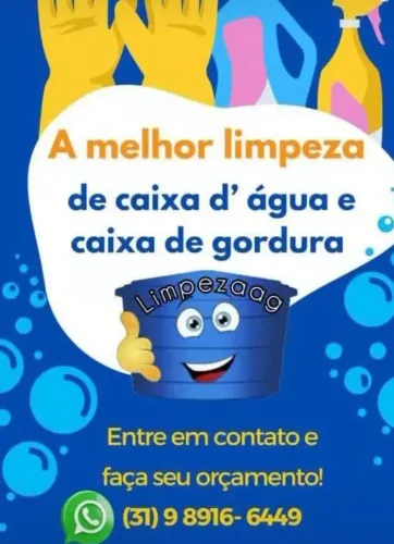 Trabalho com higienização limpeza de caixa d'água/Gordura