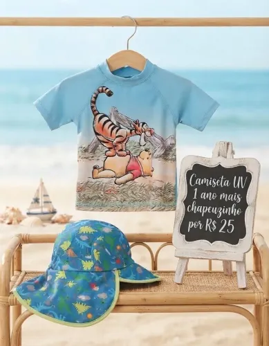 Camiseta uv 1 ano+ chapéuzinho 25.00