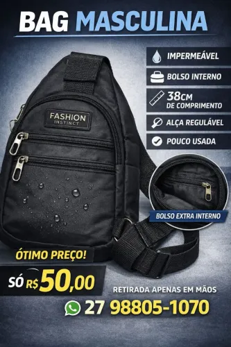 Bag Masculina Preta Fashion Instinct Grande Impermeável Pouco Usada Retirada em Mãos