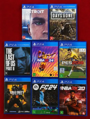 Lote 8 Jogos Originais PS4 - FC24, The Last of Us 2 e Mais
