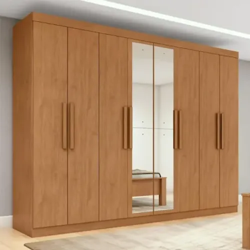 Guarda-roupa Andara Marrom C/ Espelho 8 Portas Frete Grátis - Até 12x S/ Juros