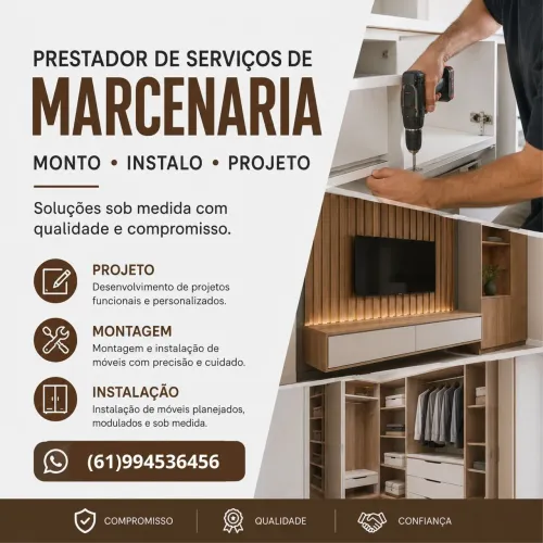 Montador, marceneiro e projetista de móveis planejados 