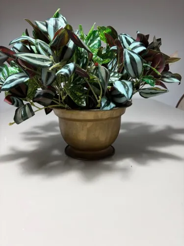 vaso metálico decorativo para plantas artificial
