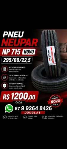 PNEUS 295/80/22.5 NEUPAR 715X NOVOS SEM USO SEM RODAR CONFIRA ENTREGO EM TODA CAMPO CONFIR