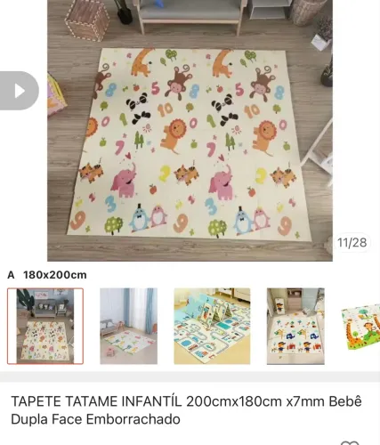 VENDO TAPETE TATAME INFANTÍL 200cmx180cm x7mm Bebê Dupla Face Emborrachado