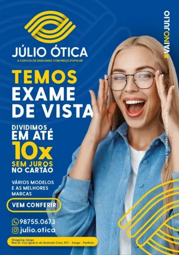 Exame de vista GRÁTIS na compra do óculos completo.