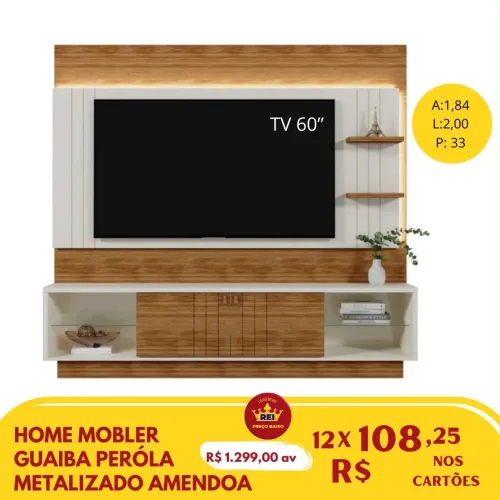 Home Mobler Giba - Off White com Amêndoa R$ 1.299,00 à vista ou em até 12x sem juros.