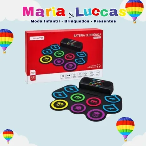 Bateria de brinquedo menina e menino