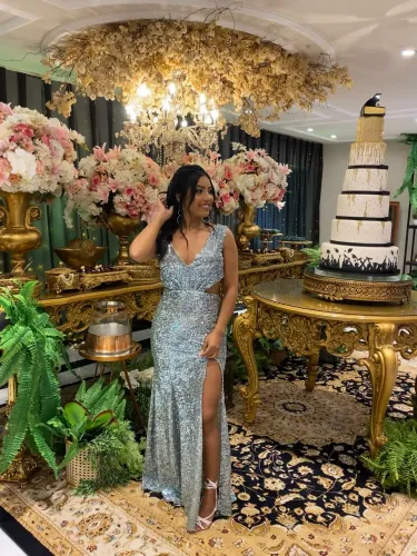 Vestido de festa em paetê