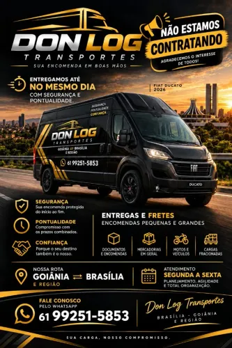 TRANSPORTE RÁPIDO GOIÂNIA BRASÍLIA E REGIÃO, SEGUNDA A SEXTA