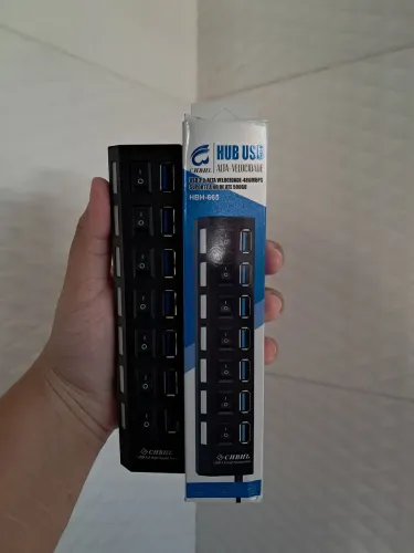 Hub USB 7 Portas Com Chave Liga Desliga Individual LED Para PC Notebook