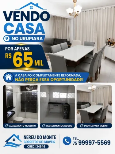 Vendo uma casa totalmente reformada por 65 mil
