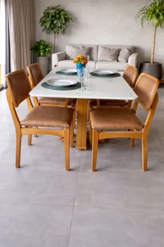 MESA 120 x 80 c/ 4 CADEIRAS - MADEIRA TAUARI