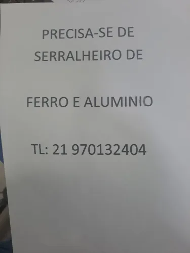 PRECISA-SE DE SRRALHEIRO DE FERRO E ALUMINIO