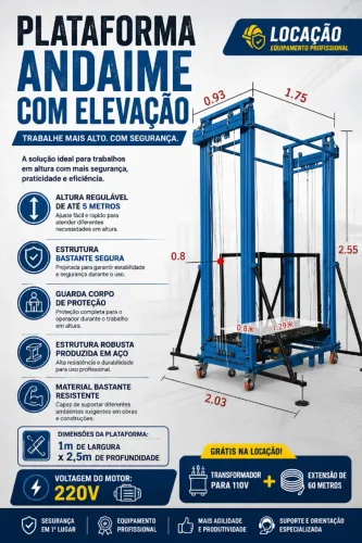 Plataforma Andaime com Elevação de 5 metros (PARA LOCAÇÃO)