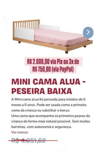 Mini-Cama para crianças até 7 anos