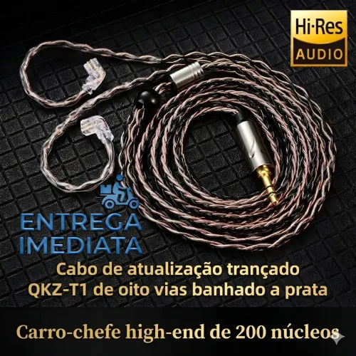 Cabo QKZ T1 Reposição Premium Upgrade para Fones KZ