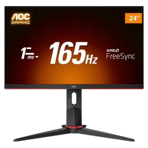 Monitor Gamer AOC 23,8" VA 165Hz 1ms 24G2S/BK Cor Preta e Vermelho