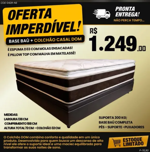 Base Baú com Colchão Casal Dom