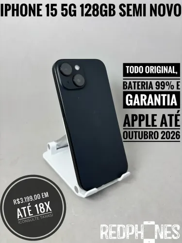 Loja física. Aceitamos trocas em iPhone's ou Android. iPhone 15 128GB 99%
