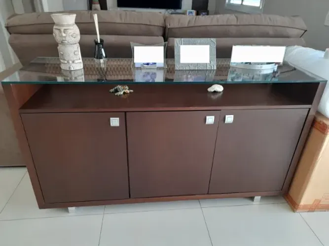 Buffet 3 Portas + Tampo de Vidro