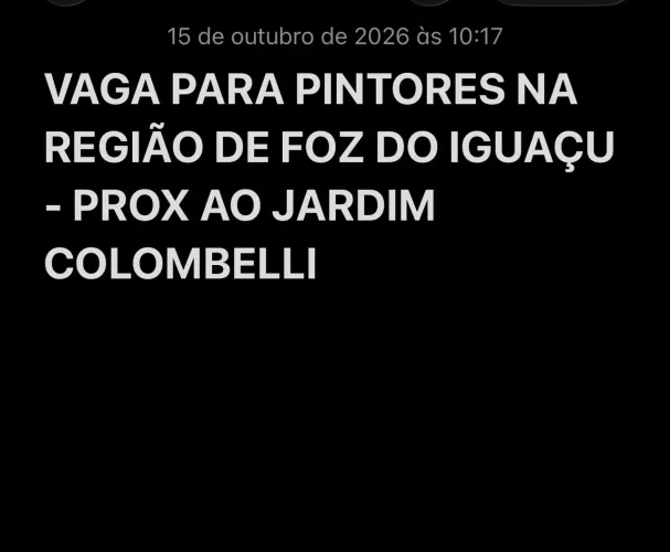 VAGA PARA PINTOR E AJUDANTE EM FOZ DO IGUAÇU