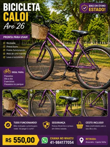 ? Bicicleta Caloi Aro 26 Revisada | Cesto Incluso | Pronta para Usar | R$ 550