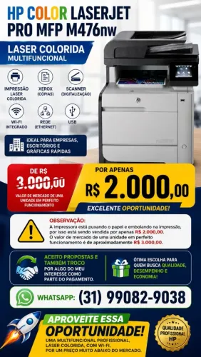 HP Color LaserJet Pro MFP M476nw - Laser Colorida Multifuncional ?