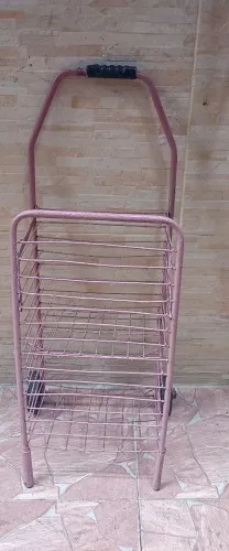 Carrinho de Compras de Ferro Reforçado - Rosa (Entrego no RJ)