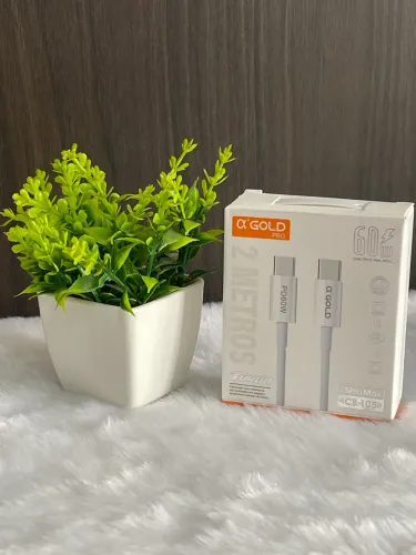 Cabo USB-C para USB-C A?Gold Pro Turbo 60W - Carregamento Rápido e Alta Durabilidade
