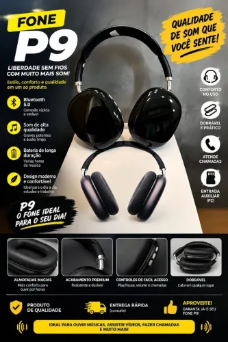 FONE BLUETOOTH P9 ? ESTILO, CONFORTO E LIBERDADE SEM FIOS!