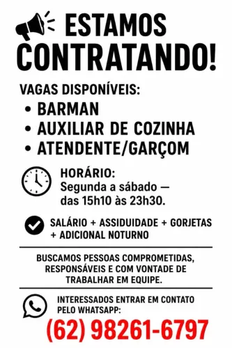 Garçom/barman/aux. Cozinha