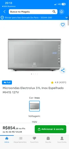 Microondas Electrolux 31 litros 