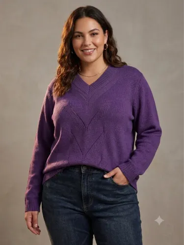 Blusa feminina tricô tam G / GG roxa
