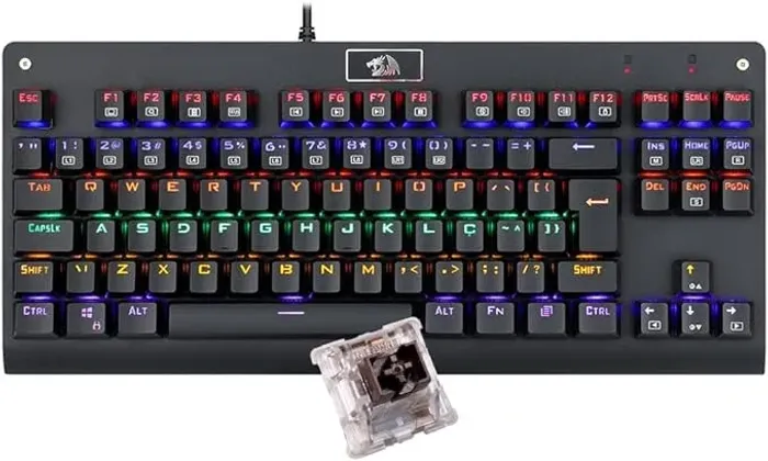 Teclado Mecânico Redragon Dark Avenger Preto Iluminação Rainbow Switch Brown