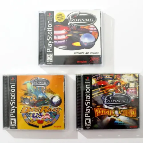 Coleção com os jogos da série Pro Pinball para PlayStation completos como novos