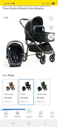 Carrinho de passeio moisés Galzerano  c9m bebê conforto completo 