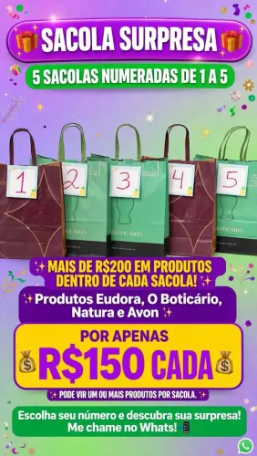 Sacola surpresa ? Bora garantir a sua por apenas $150 reais cada, produtos lacroriginais