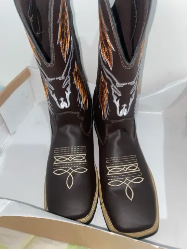 Bota Texana Masculina Country Bico Quadrado Boi Café