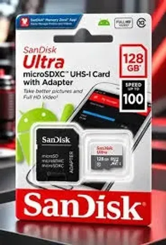 Cartão De Memória 128gb Sandisk Micro Sd Com Adaptador - Novo/ Lacrado