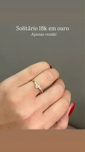 Anel solitário em ouro 18k Numeração 16