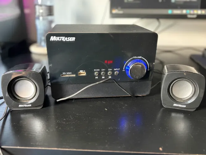 Caixa de som 2.1 20w rms music box fm/sd/usb black p. bivolt