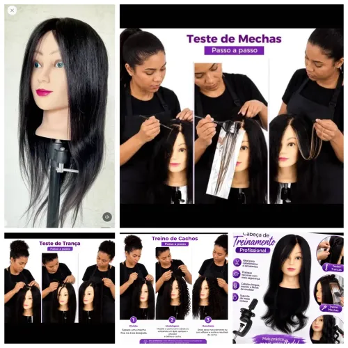 Cabeça de boneca cabelo humano