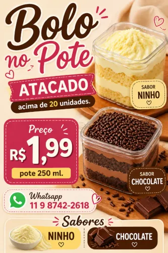 Bolo de Pote 1,99 cada.